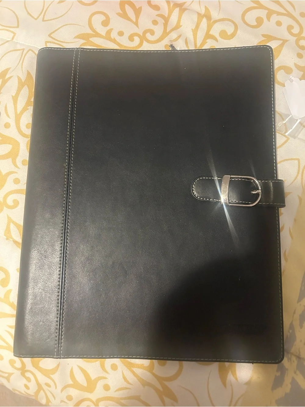At-a-Glance Black Leather Portfolio Folio with Buckle Closure